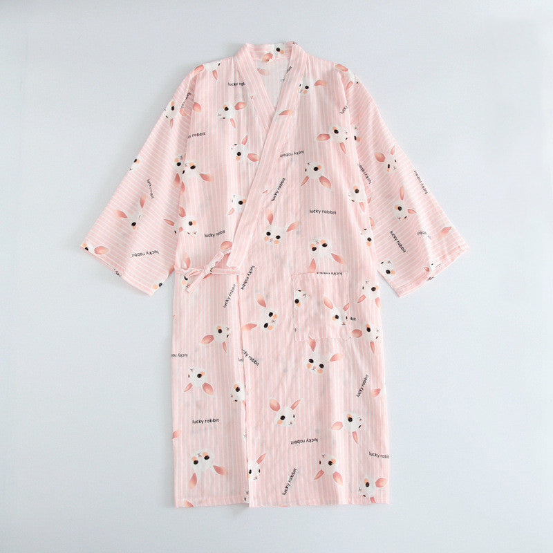 Pure Cotton Loose Kimono Nightgown
