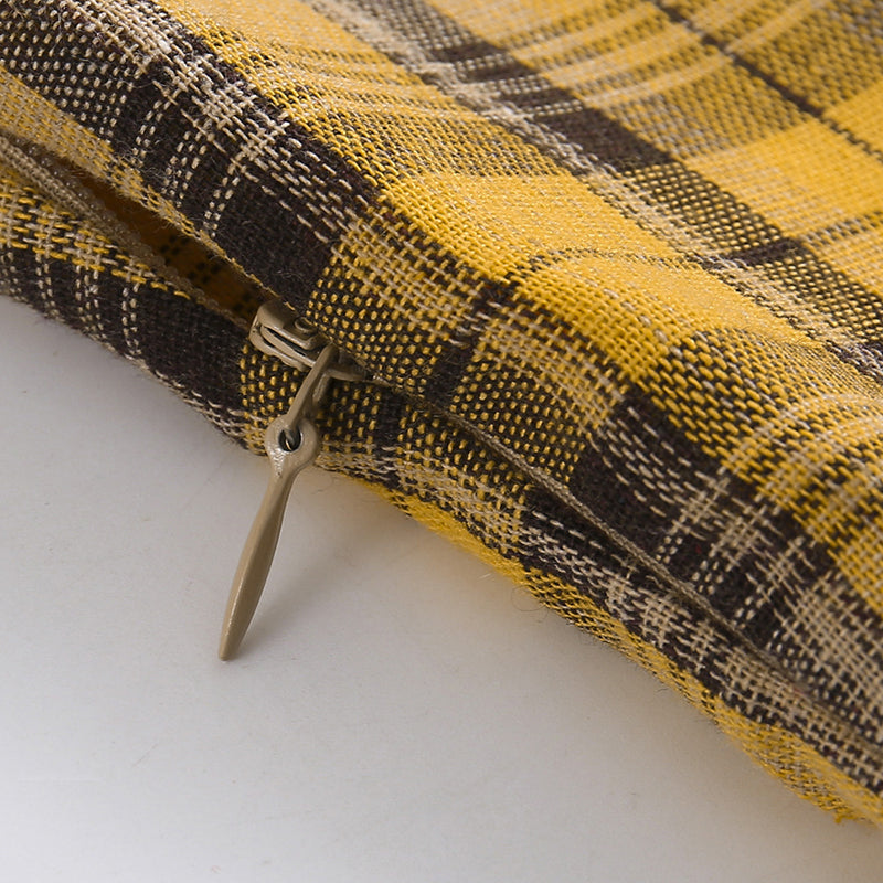 1950s Plaid Lapel Large Swing Dress