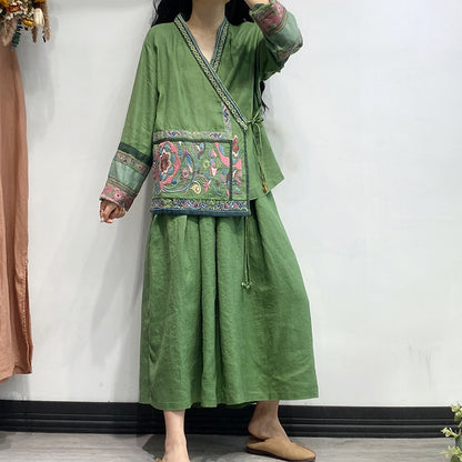 Linen Retro Drawstring Skirt