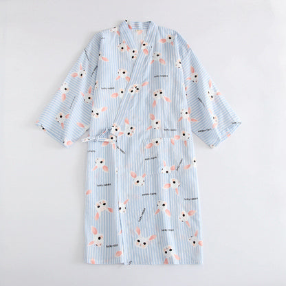 Pure Cotton Loose Kimono Nightgown