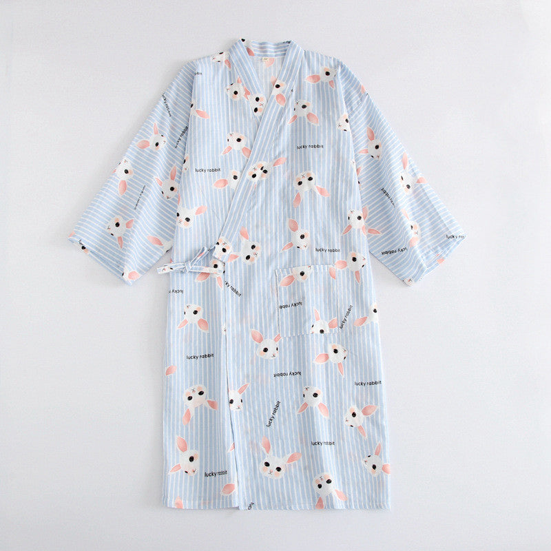 Pure Cotton Loose Kimono Nightgown