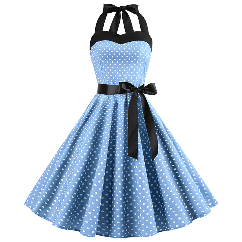 Polka Dot Retro Halter Dress