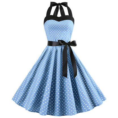 Polka Dot Retro Halter Dress