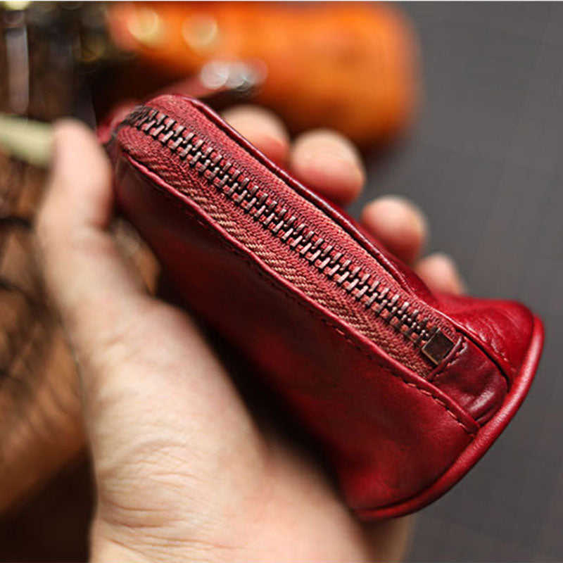 Cowhide Zipper Key Case