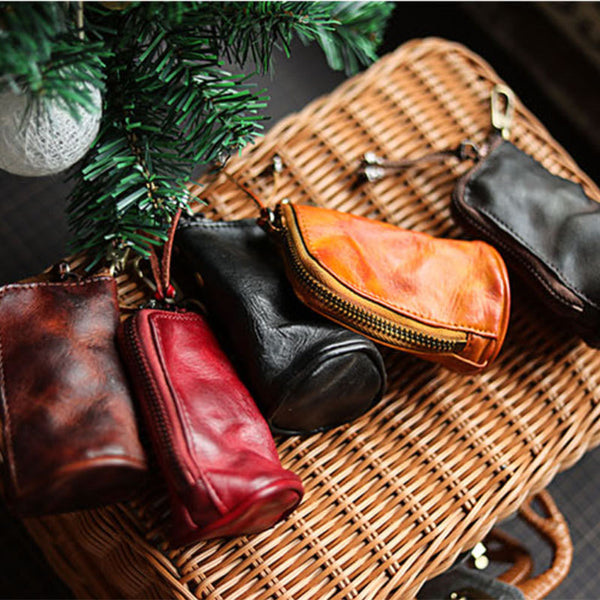 Cowhide Zipper Key Case