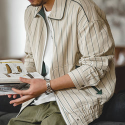 Vintage Army Green Pinstripe Jacket
