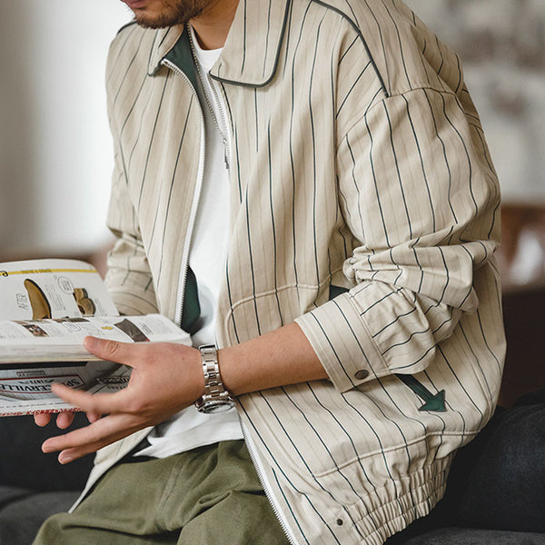 Vintage Army Green Pinstripe Jacket