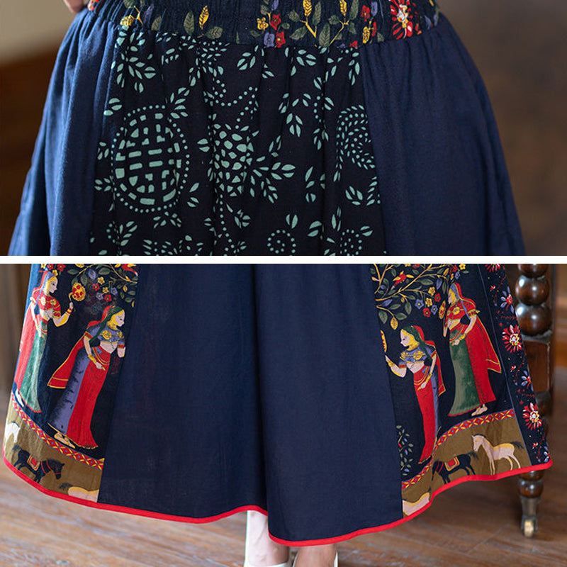 Summer Ethnic Retro Blouse + Skirt Two-piece Suit