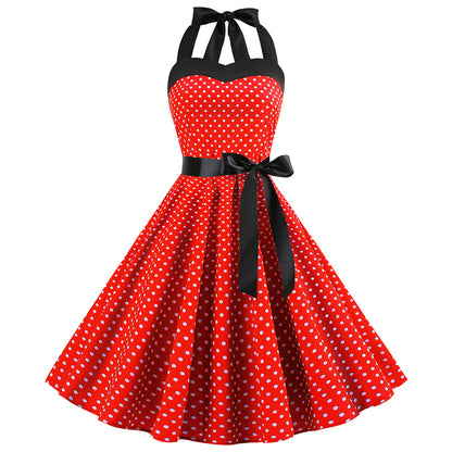 Polka Dot Retro Halter Dress
