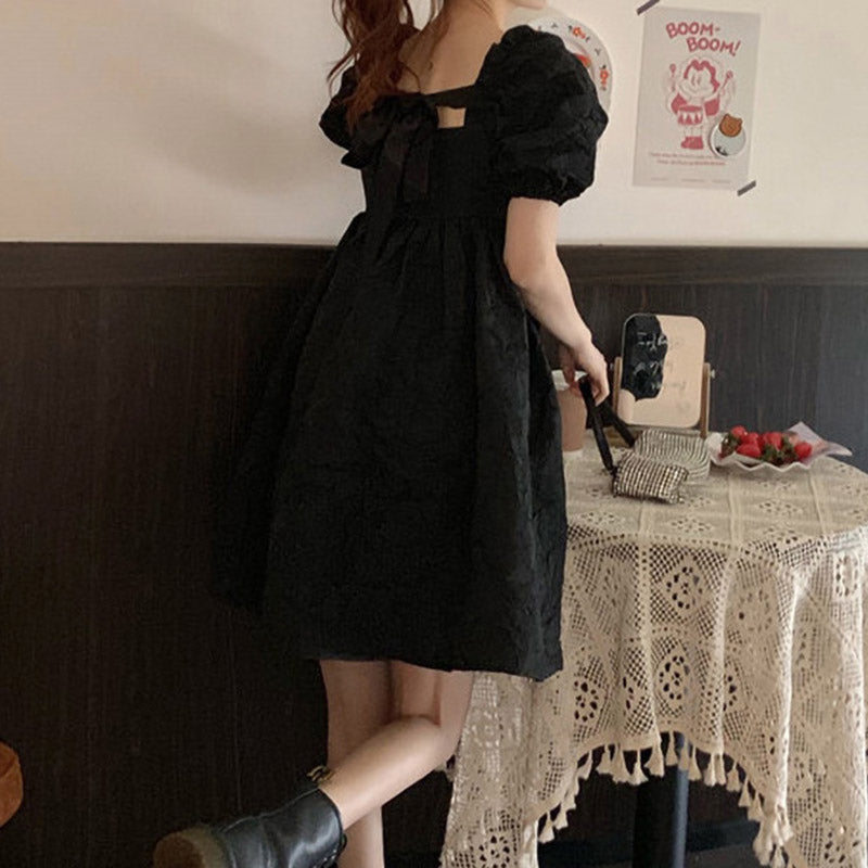 French Retro Bubble Short Sleeve Dress