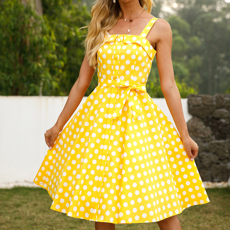 1950S Retro Polka Dot Midi Dress