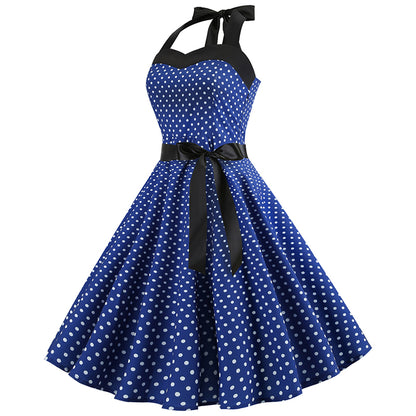 Polka Dot Retro Halter Dress