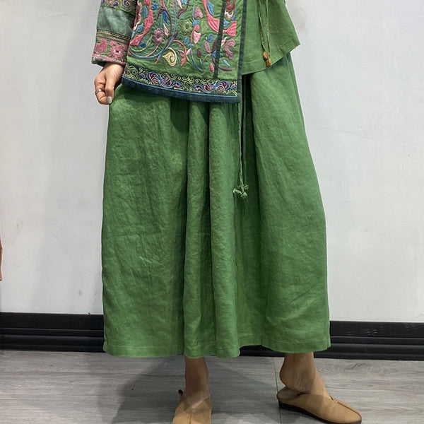 Linen Retro Drawstring Skirt