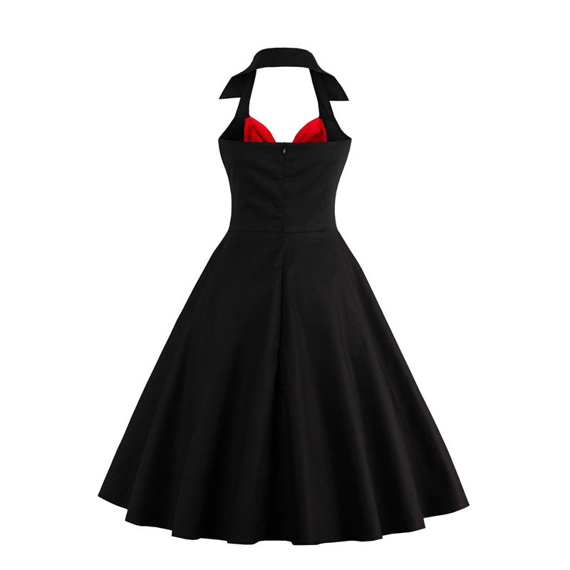 Halter V-neck Retro Dress