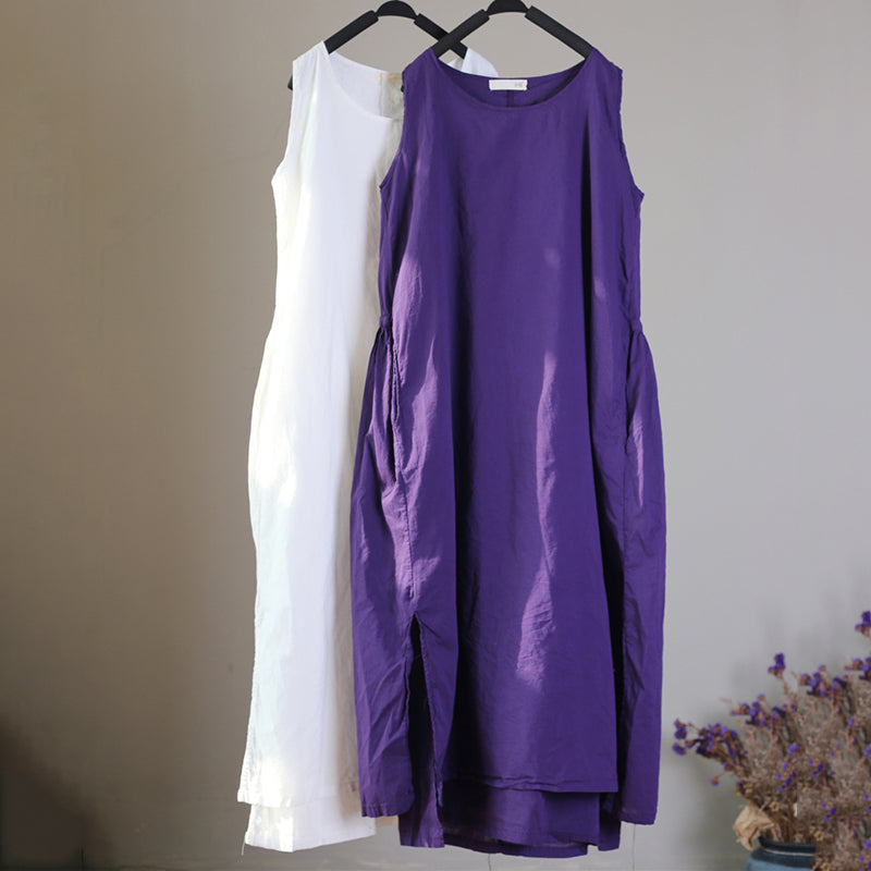 Sleeveless Double Layer Drawstring Dress